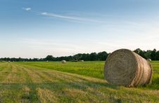 Field With Hay Bale Roll Royalty Free Stock Photography Field With Hay Bale Roll Royalty Free Stock Photography