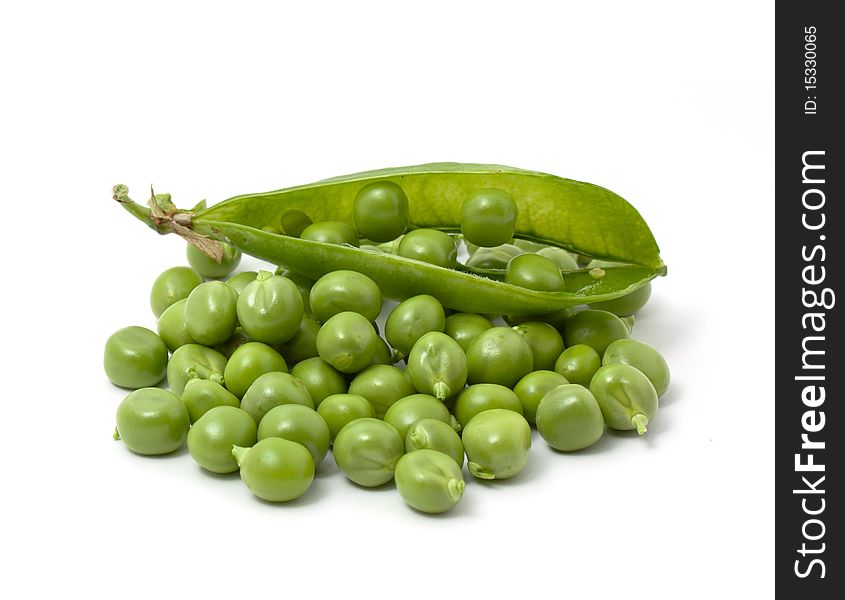 Green pea isolated on white background