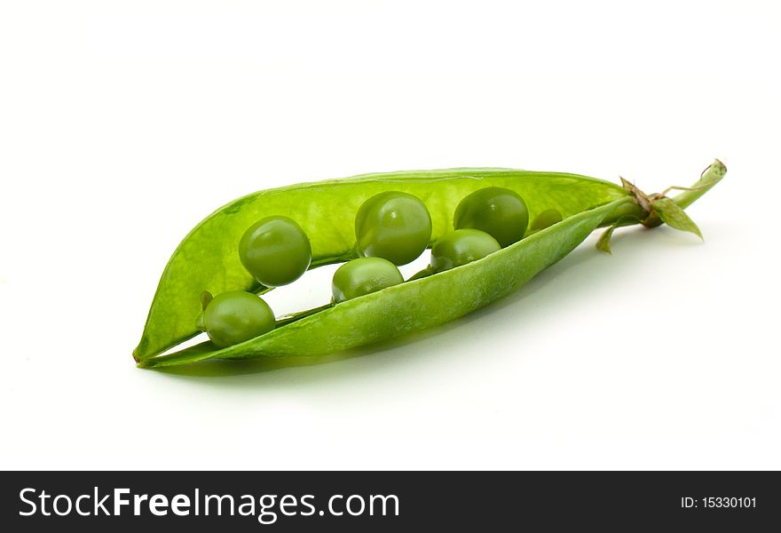 Green pea isolated on white background