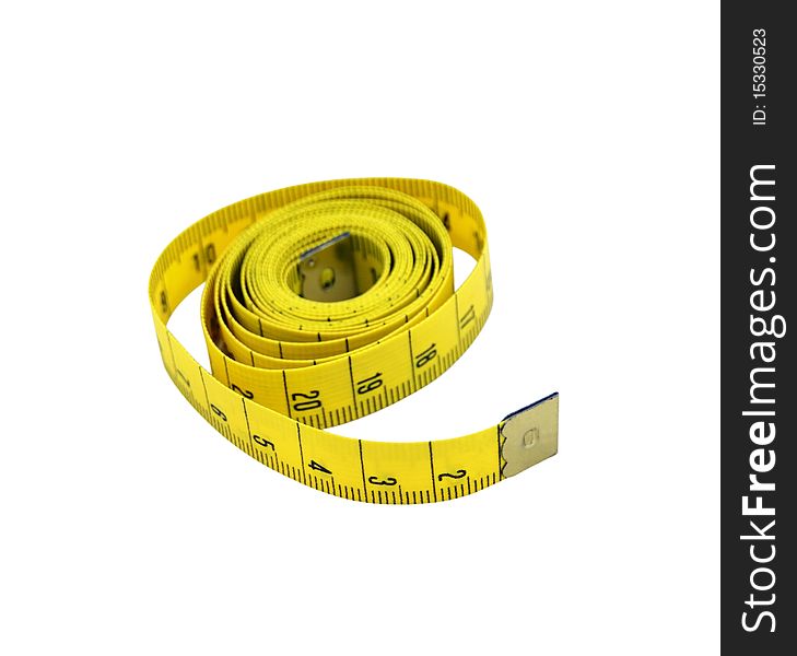 Yellow Tape Measure Over White