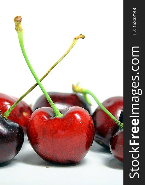 Sweet cherry on white background