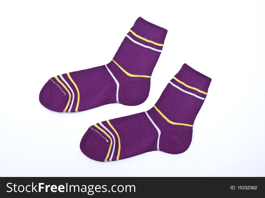 Child socks on white background