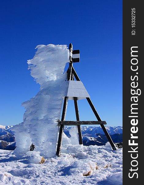 The Trip station at the top of Mt Oxford, New Zealand, with an ice blown down one side. The Trip station at the top of Mt Oxford, New Zealand, with an ice blown down one side.