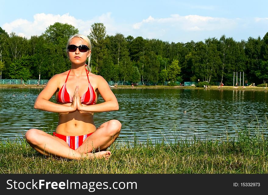 Girl In Bikini In Meditation Pose