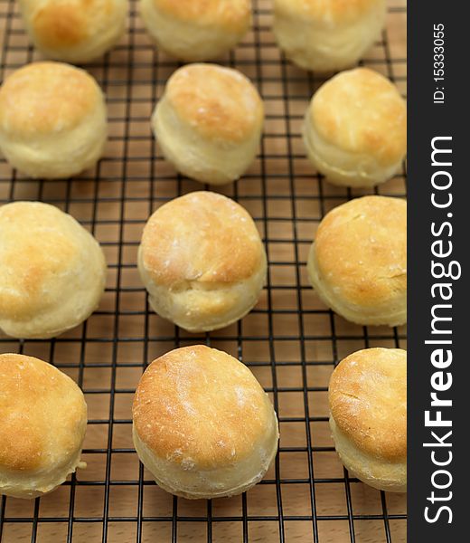 Freshly baked scones fresh out of the oven