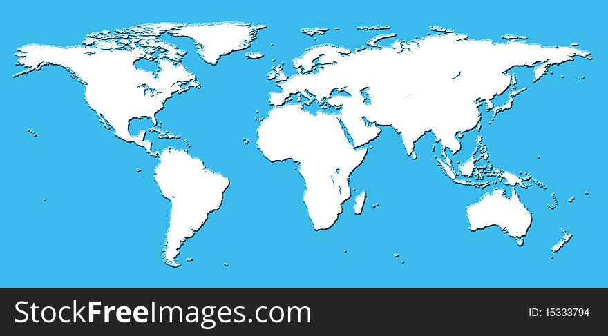 Real detail world map of continents