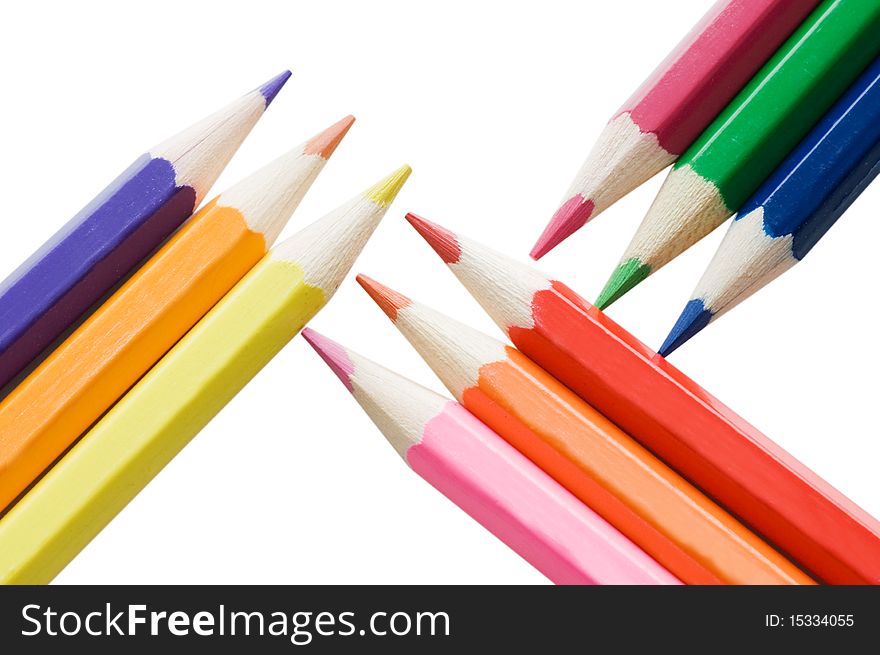 Colour pencils isolated over white