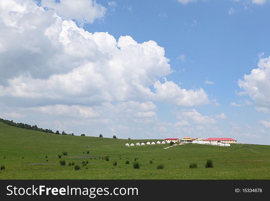 Beautiful landscape in grassland of Mongolia.