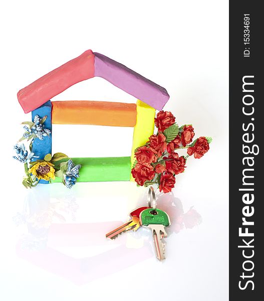 House stylized colored keys on a white background. House stylized colored keys on a white background