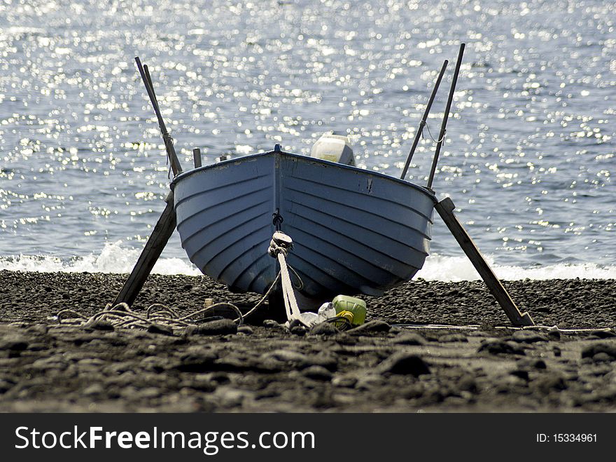Boat in the beach of estromboli