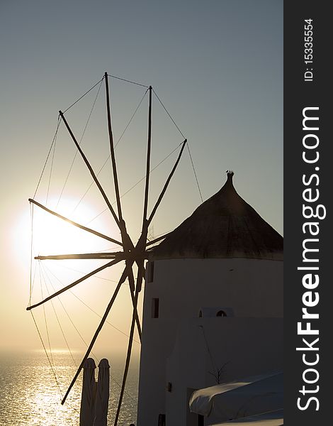 A windmill in a sunset