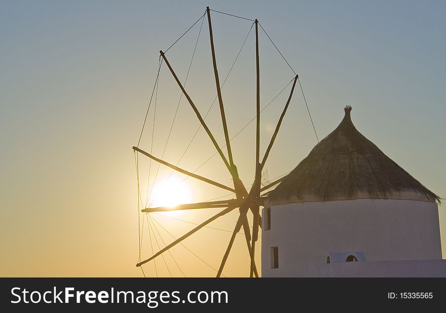 A windmill in a sunset