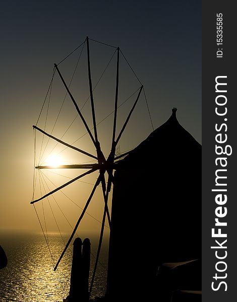 A windmill in a sunset