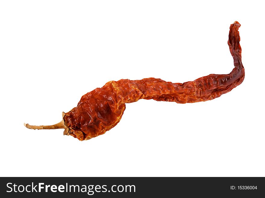 Dry hot peppers withered naturally (isolated). Dry hot peppers withered naturally (isolated)