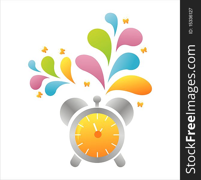 Colorful clock background with splash