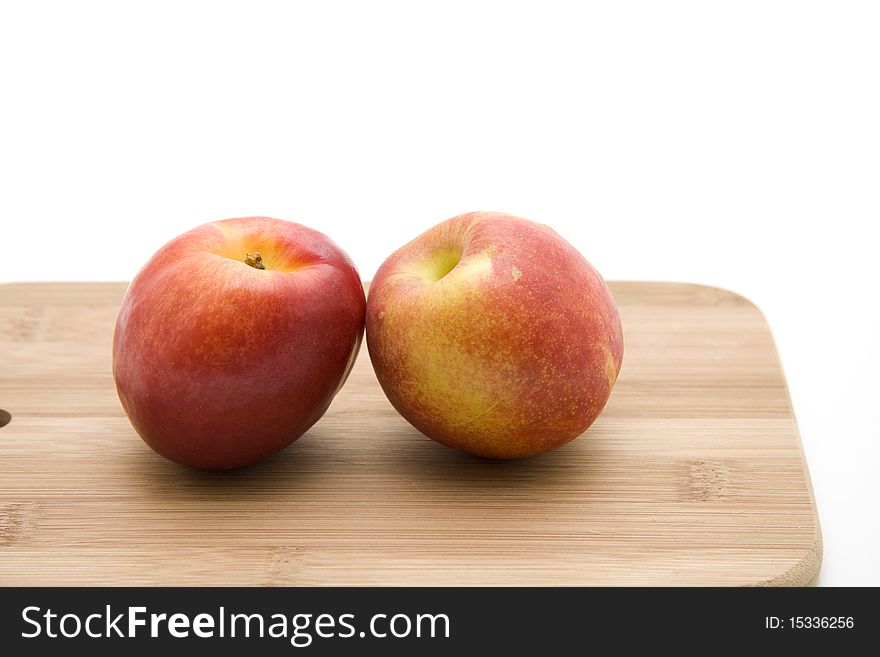 Fresh nectarines on edge board. Fresh nectarines on edge board