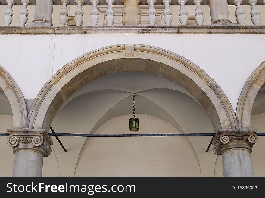 Renaissance arcades. Wawel Royal Castle in Cracow