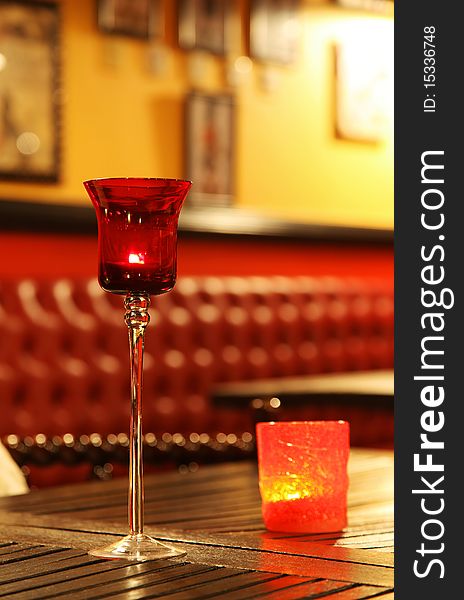 Decorated romantic table with candles