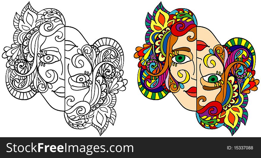 Multicolor Zodiacal sign twins (Vector)