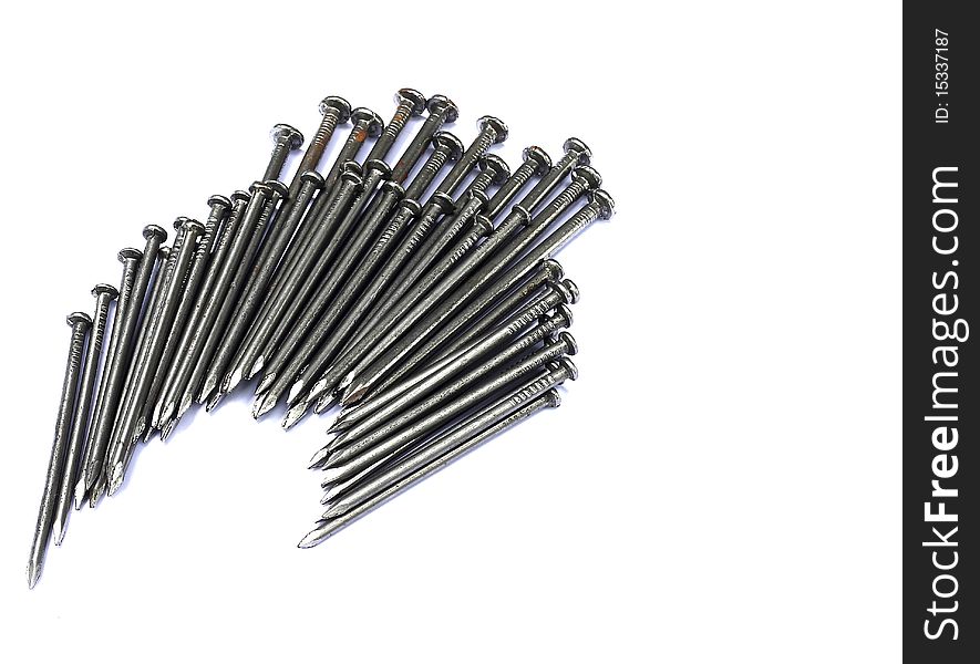 A lot of nails isolated on white background. A lot of nails isolated on white background