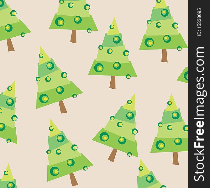 Seamless wallpaper pattern with cute Christmas tree