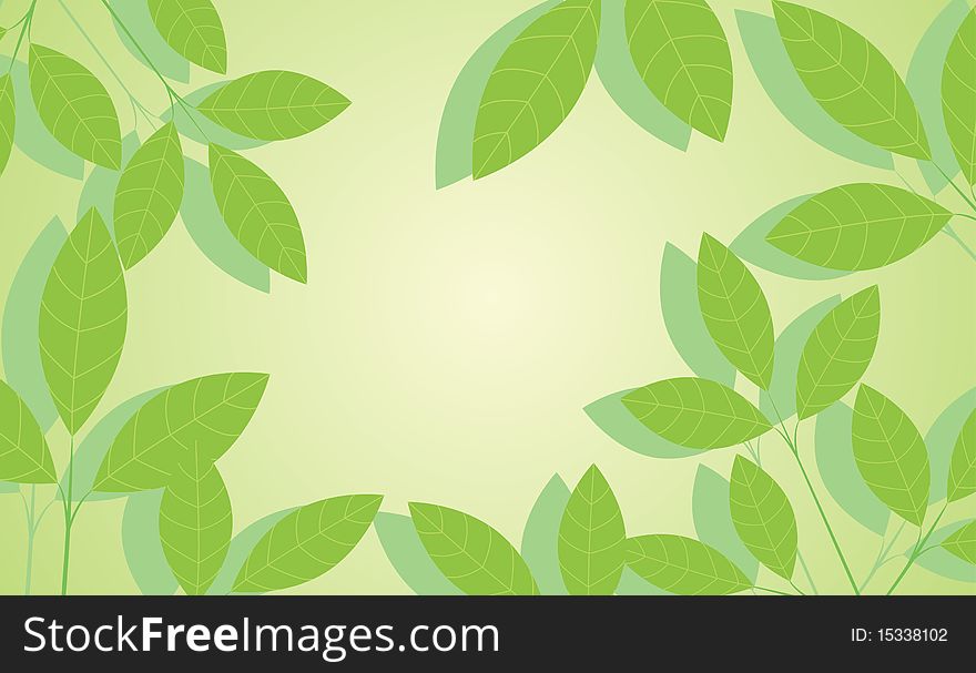 Green background with leaves and space for text