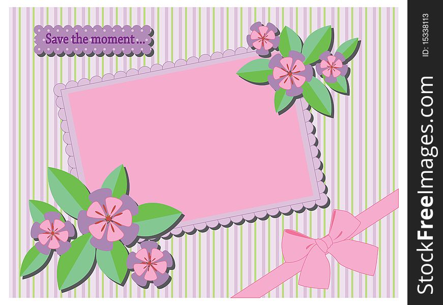 Cute photo-frame with flowers and bow