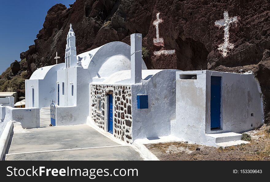 Agios Nikolaos Church near Red Beach in Akrotiri, Santorini, Greece