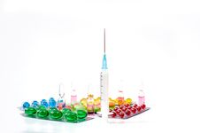 Various Pills And Syringe Stock Image