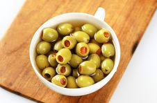Green Olives Stuffed With Pimento Stock Photography Green Olives Stuffed With Pimento Stock Photography