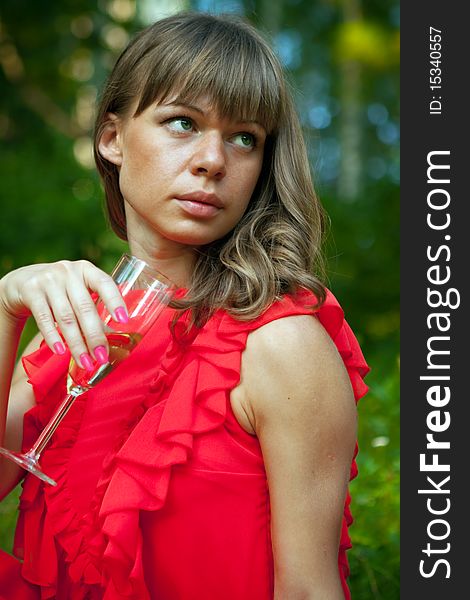 Lovely girl in red dress