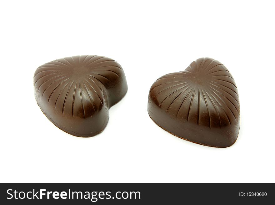 Chocolate sweets on a white background