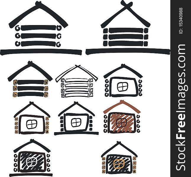 Stilyzed vector various  old houses. Stilyzed vector various  old houses