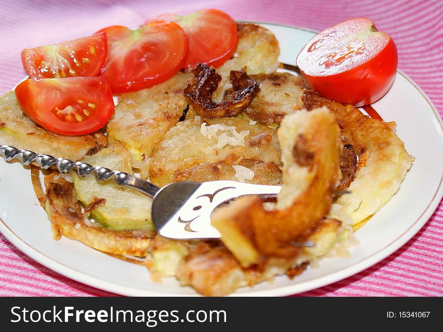 Appetizing Fry Garden Marrow With Garlic Seasoning