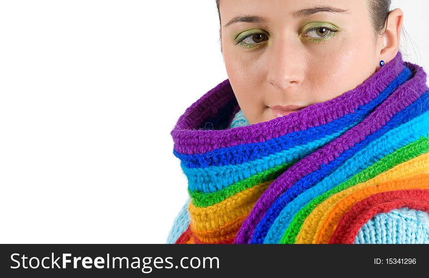 Portrait Of A Beautiful Young Girl With Scarf