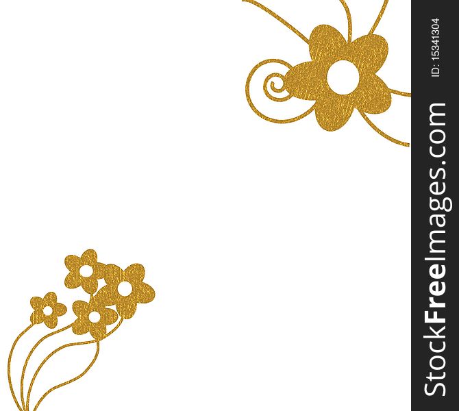 A white background with big gold daisies flowers sihouettes in corners. A white background with big gold daisies flowers sihouettes in corners