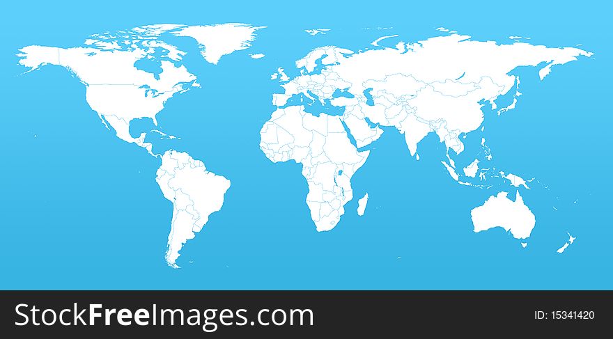 Real detail world map of continents