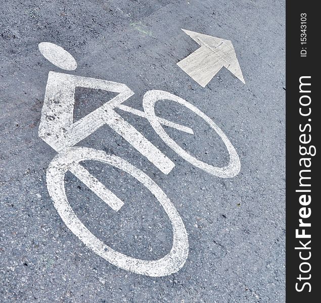 Bicycle sign on bicycle lane. Bicycle sign on bicycle lane