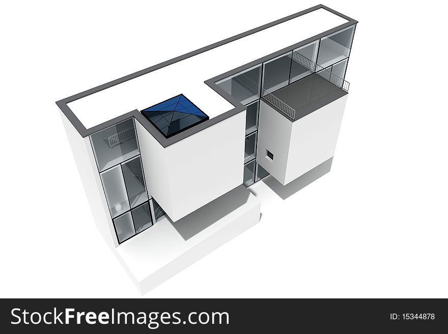 3d modern house, on white background