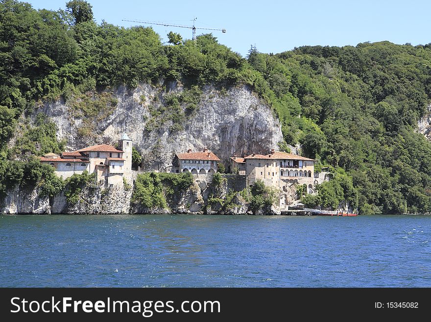 An old country house built on rock in Lake Maggiore Piedmont Italy. An old country house built on rock in Lake Maggiore Piedmont Italy