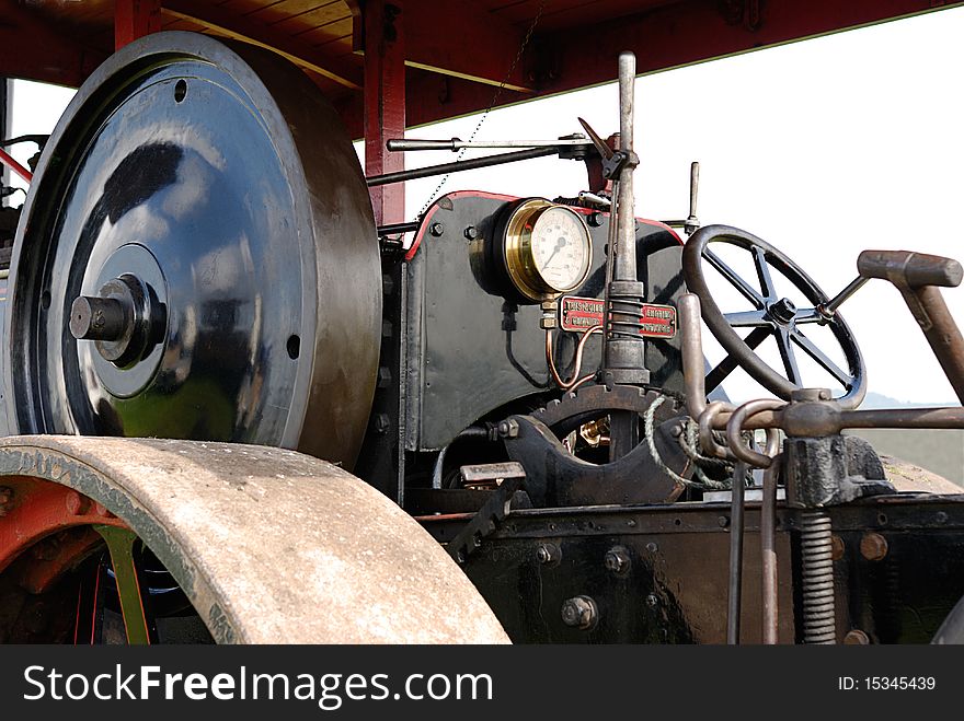 Detail of traction engine cab. Detail of traction engine cab.