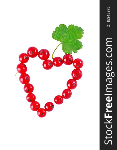 Heart of red currant on a white background, isolated