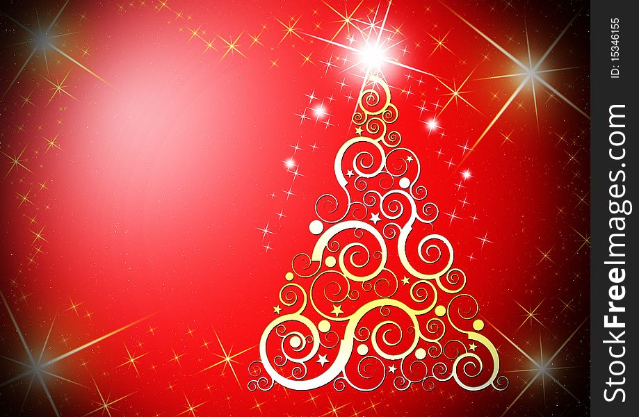 Elegant christmas card on red background