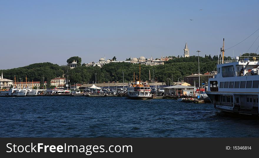 Topkapi Palace in istanbul, Turkey. It is seem from Bosporus. Topkapi Palace in istanbul, Turkey. It is seem from Bosporus.