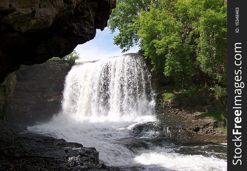 View of the Vermilion River Falls from the bottom. View of the Vermilion River Falls from the bottom.