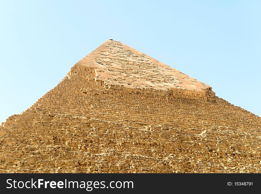 The view of top of Khafre pyramid of Giza, Egypt