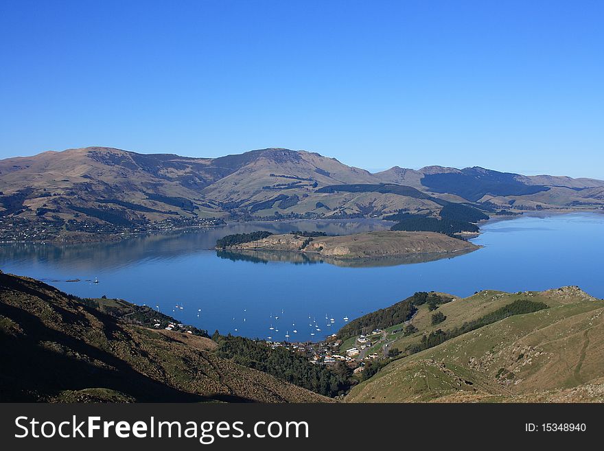 Looking over Lyttelton Harbour with Quail Island in the background. Looking over Lyttelton Harbour with Quail Island in the background.