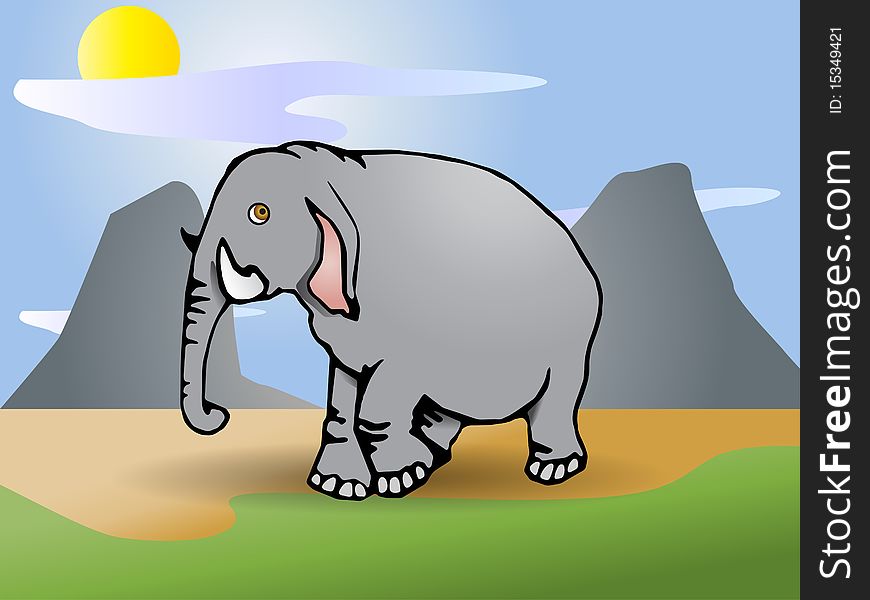 Illustration of a gray African Elephant cartoon. Illustration of a gray African Elephant cartoon