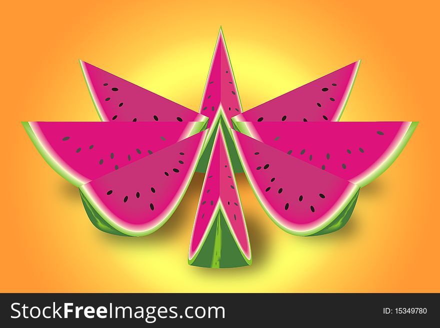 Slices of watermelon are shown in the picture. Slices of watermelon are shown in the picture.