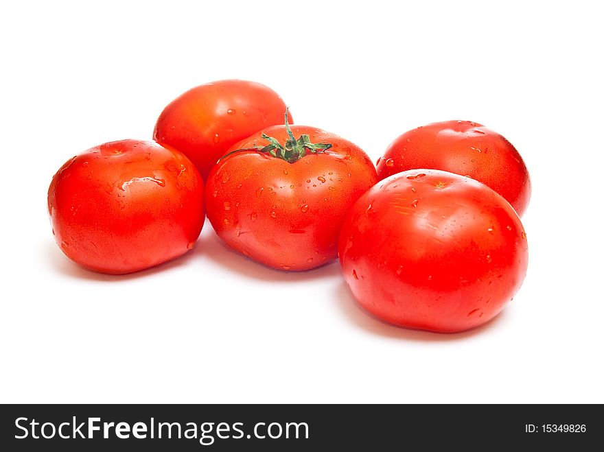 Group of red tomatoes on white with clipping path. Group of red tomatoes on white with clipping path